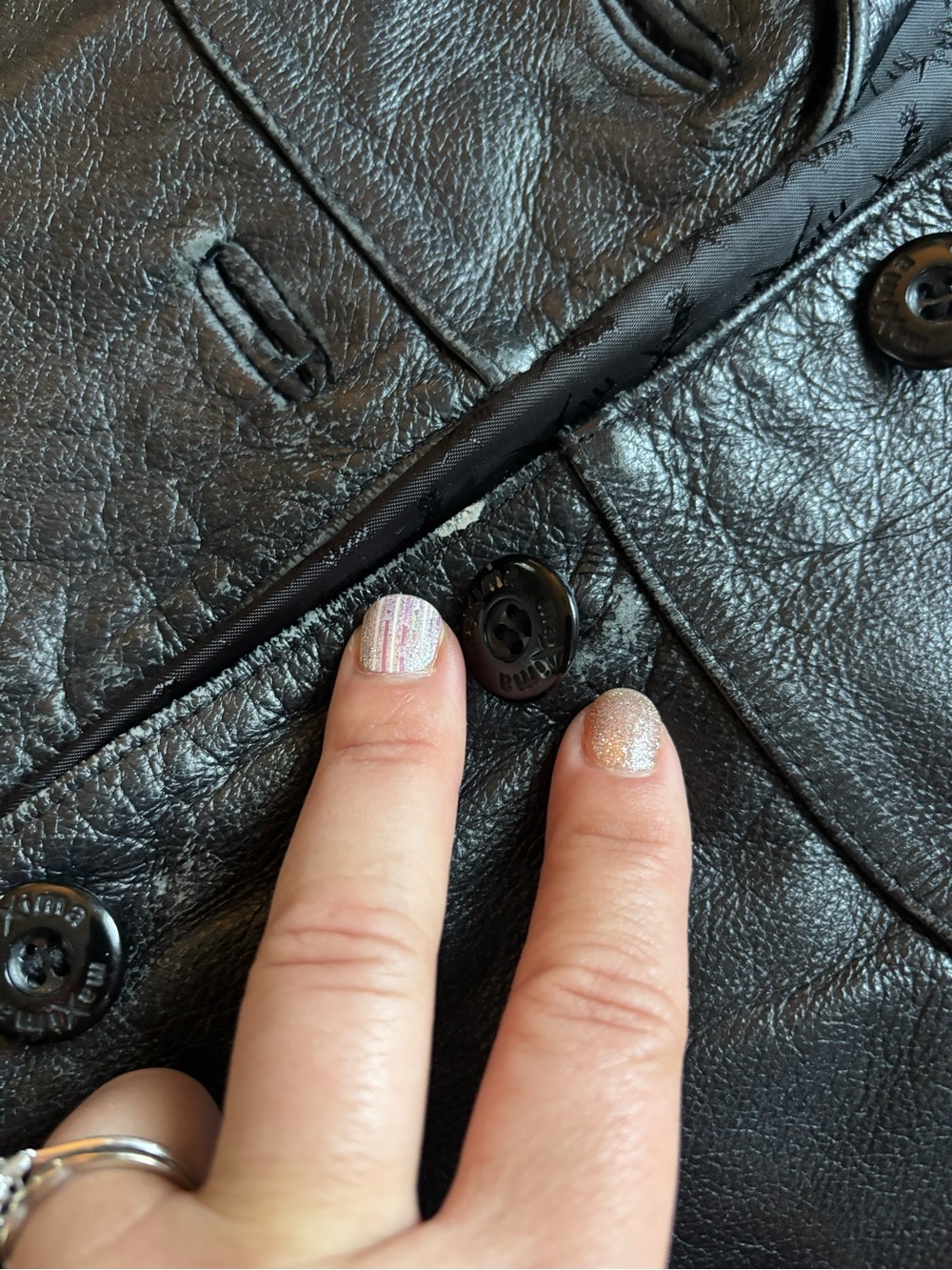 Maxima Black Leather Button-Front Jacket; NO Zipper Pull - Picture 7 of 16